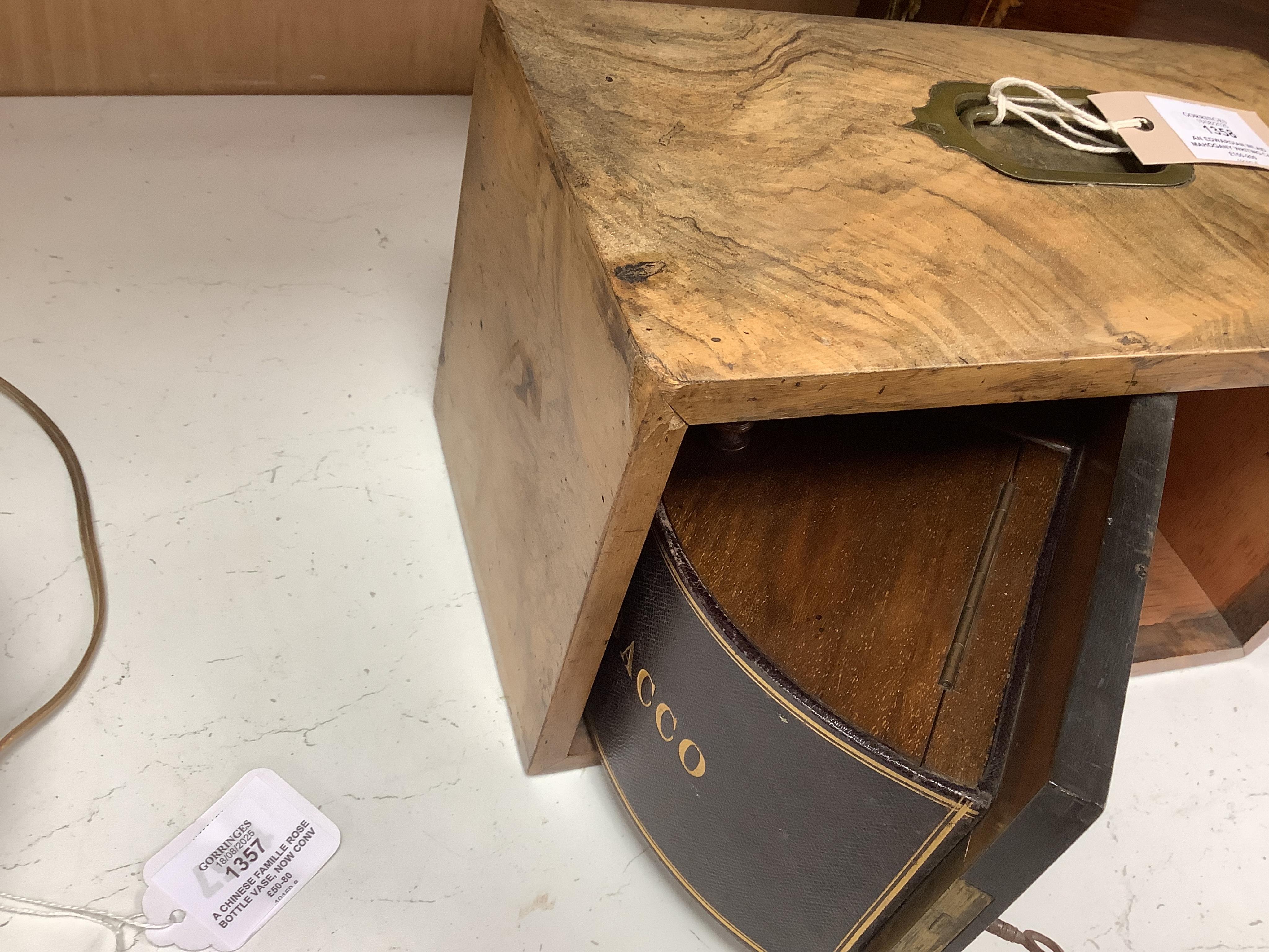 An Edwardian inlaid mahogany writing casket with fitted interior and a late Victorian faded walnut cigar box, largest 32cm wide